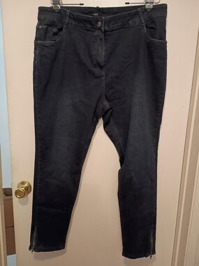 Evans  Women's Dark Blue Skinny Jeans with Ankle Zips Size 20